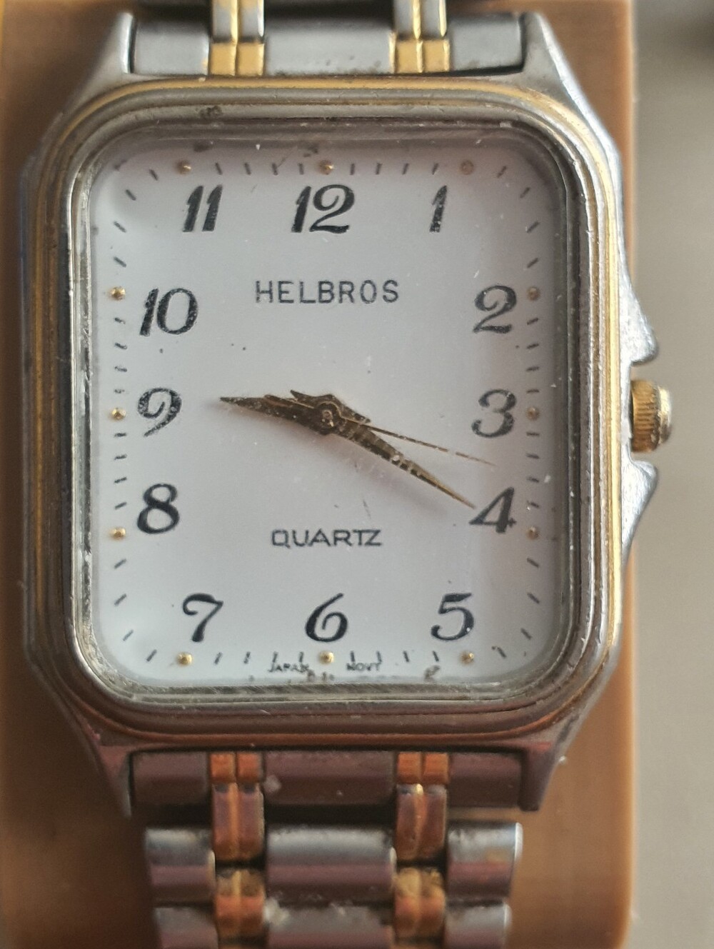 Vtg Helbros Quartz Silver/Goldtone Stainless Steel Men's Watch